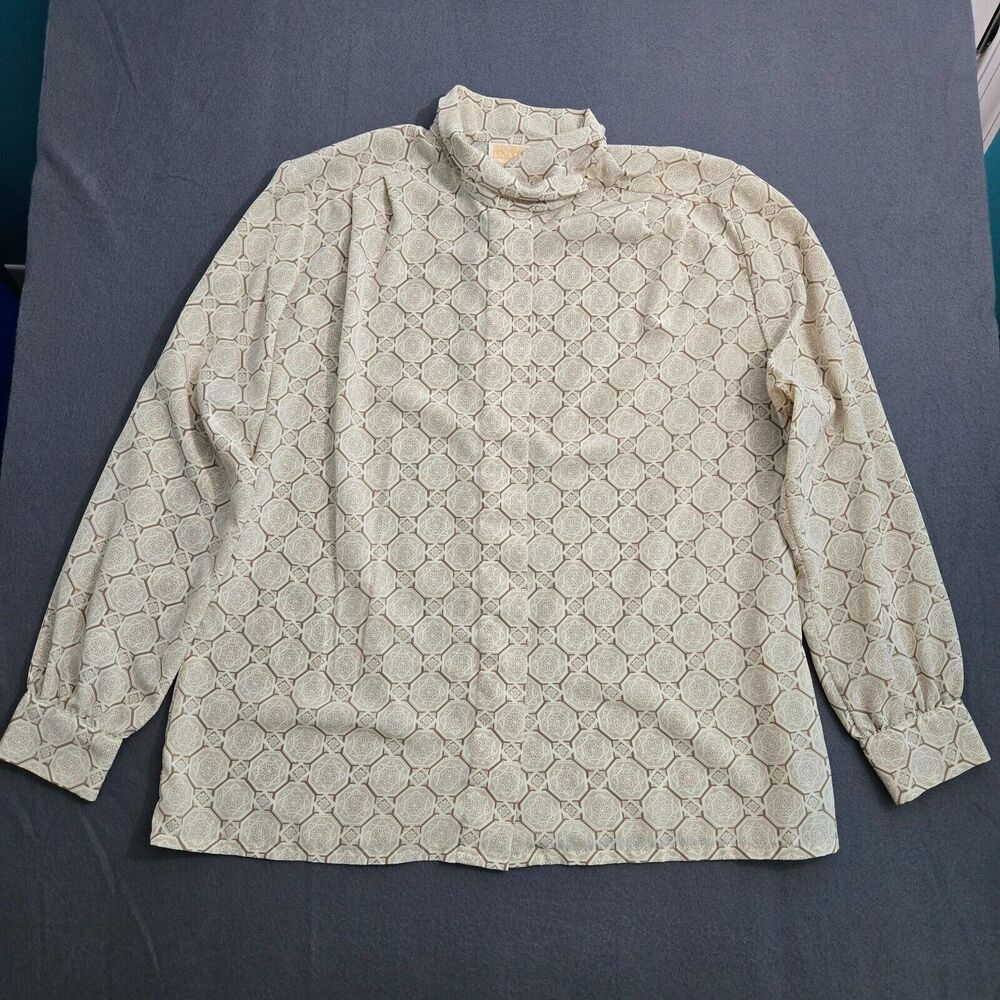 VTG Sophisticates Pendleton Top Women 16 Cream Geometric Print Button Up Shirt